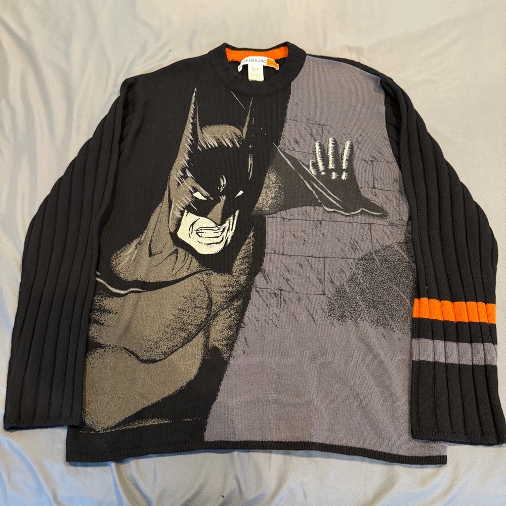 CASTELBAJAC VINTAGE BATMAN 100% Wool Pullover Crewneck Sweater‎ Made In Italy
